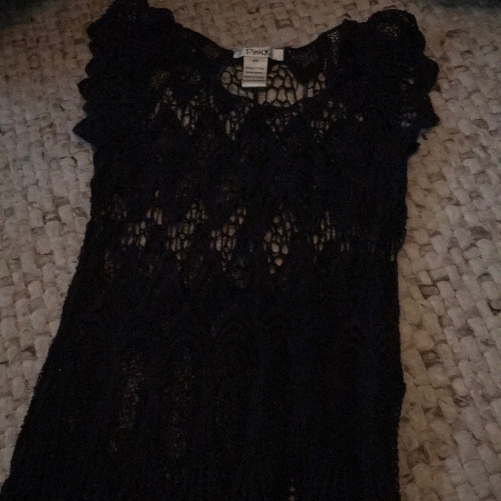 Little black fringed crochet top